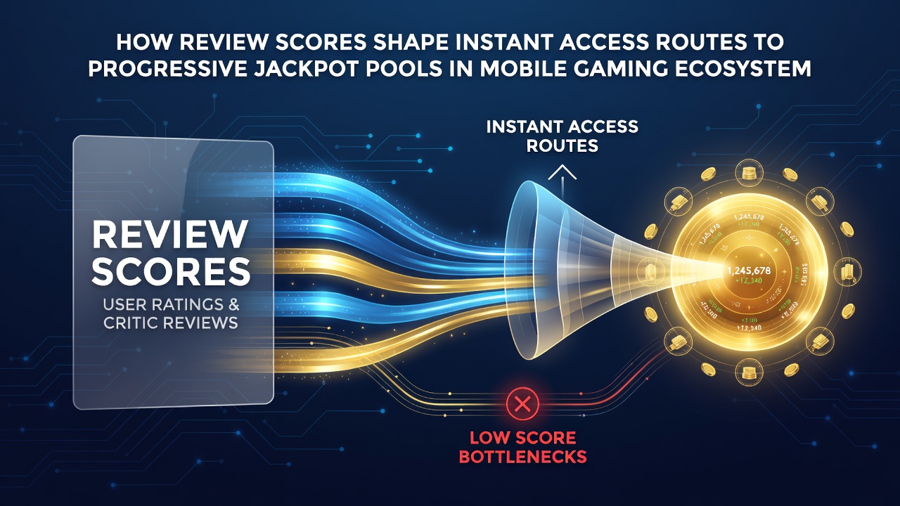 Illustration von progressiven Jackpot-Pools mit mobilen Schnittstellen und Bewertungseinflüssen