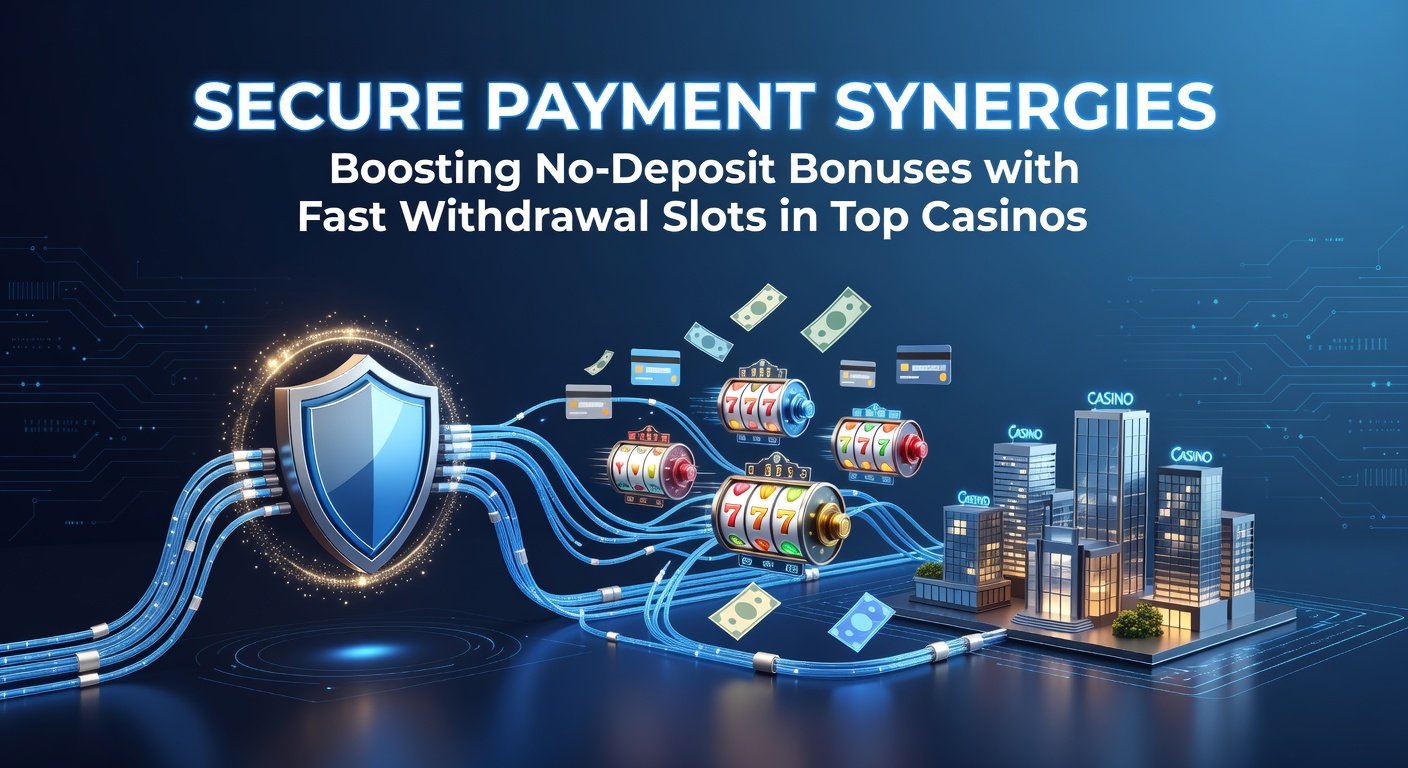 Grafik zeigt sichere Zahlungsmethoden und Slot-Maschinen mit No-Deposit-Boni in einem modernen Casino-Umfeld